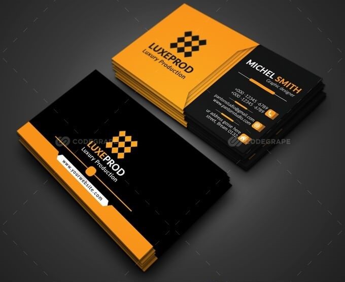 Yellow and black themed Business card template from Royal Print templates Bundle