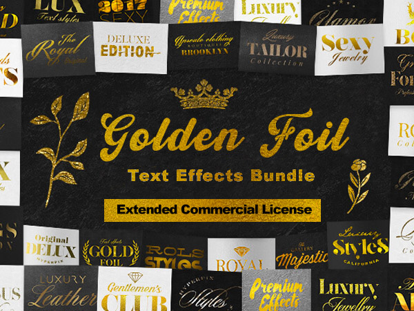 The Golden Foil Text Effects Bundle With An Extended Commercial License
