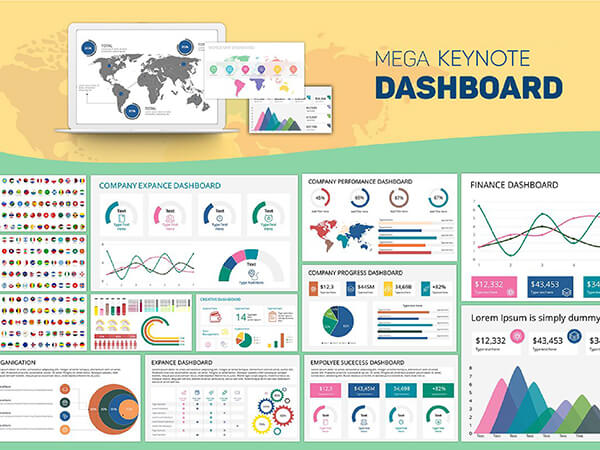 Mega PowerPoint & Keynote Dashboard Creator Kit - Mega Dashboard Slides