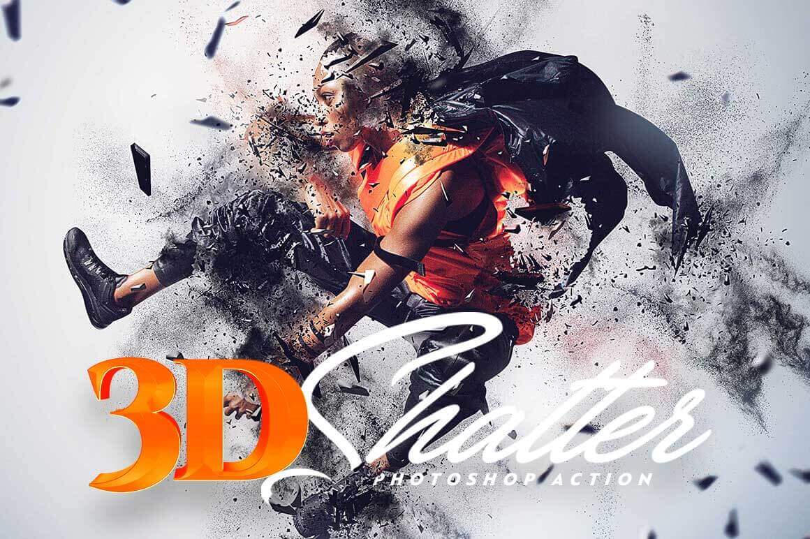 A photoshop action with shattering effect