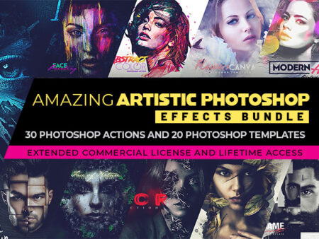Artistic Photoshop Effects and photoshop templates bundle