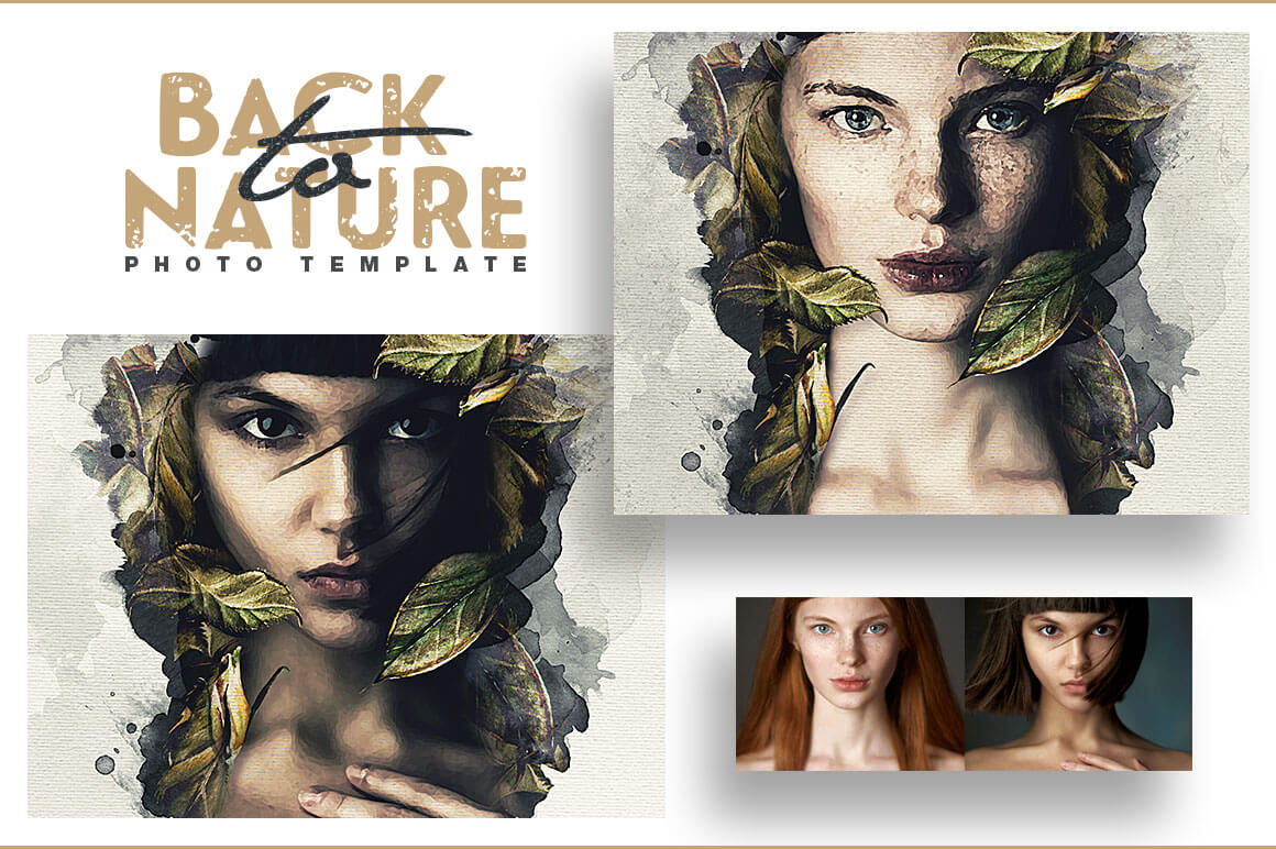 Back To Nature Photo Template in photoshop artistic effects bundle