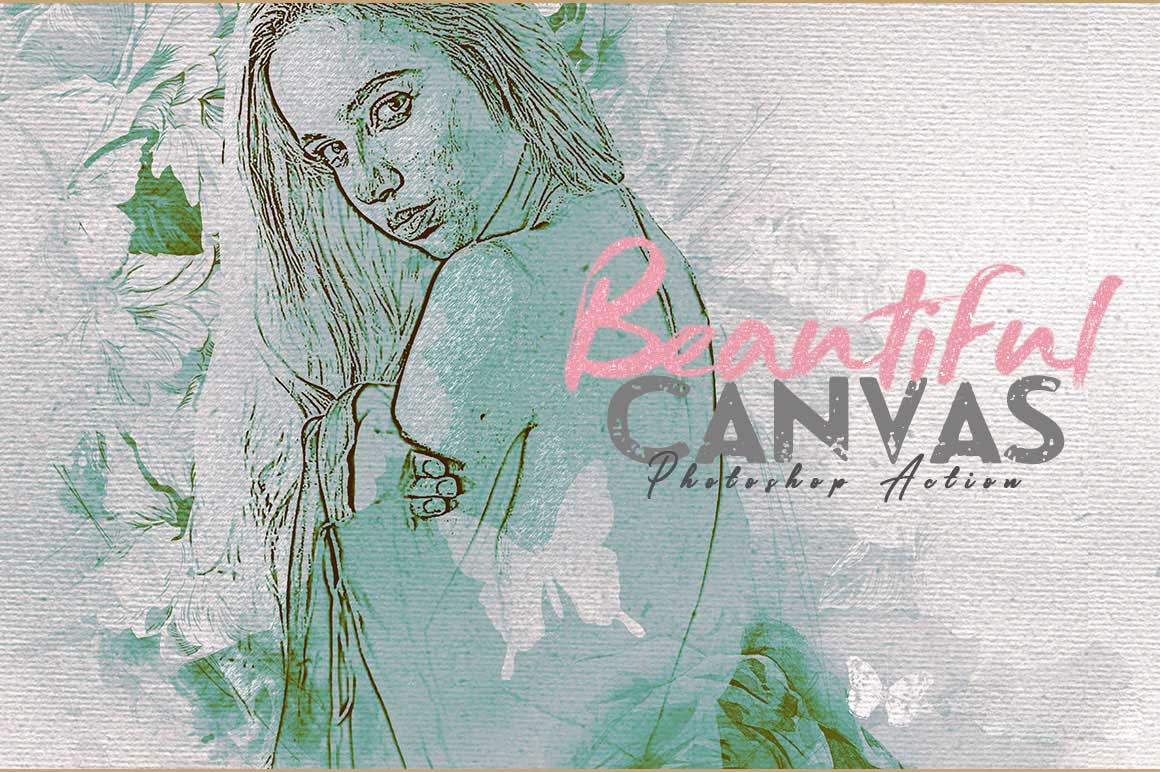 Beautiful canvas Photoshop action banner