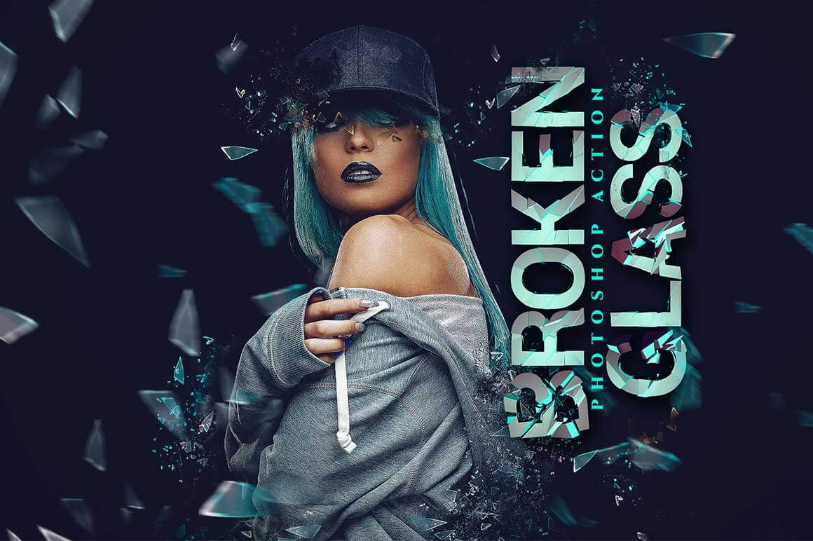 Broken Glass Photoshop action banner
