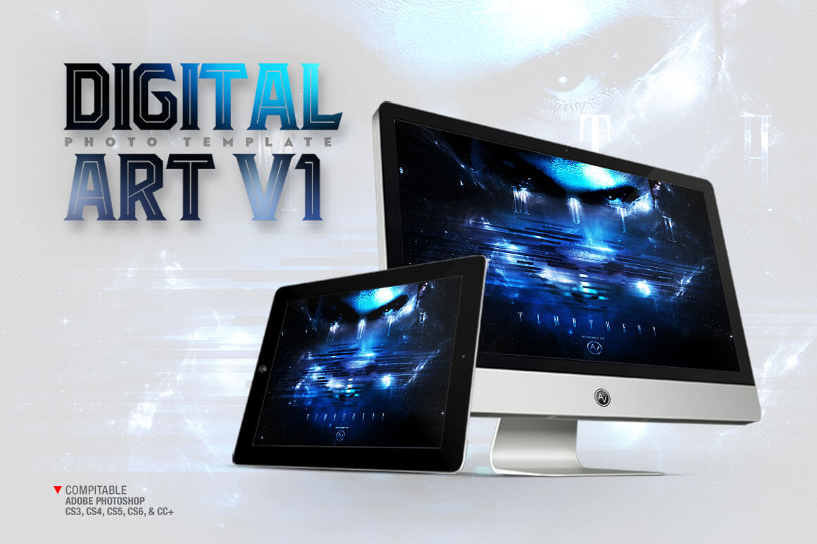 Digital Art Photo Template V1 in photoshop artistic effects bundle