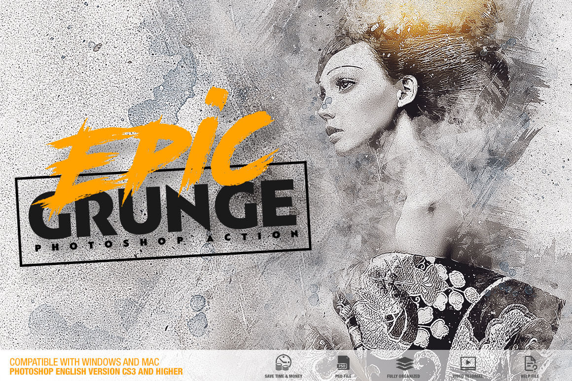 Epic Grunge Photoshop Action banner