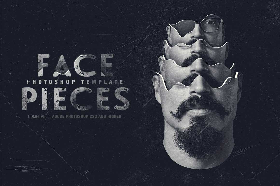 Face Pieces Photoshop Template banner