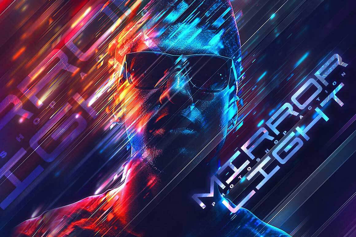 Mirror Light Photoshop Action banner