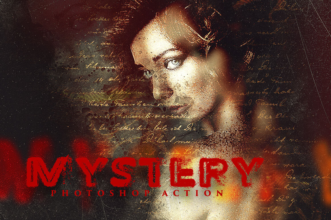 Mystery Photoshop Action banner in photoshop artistic effects bundle