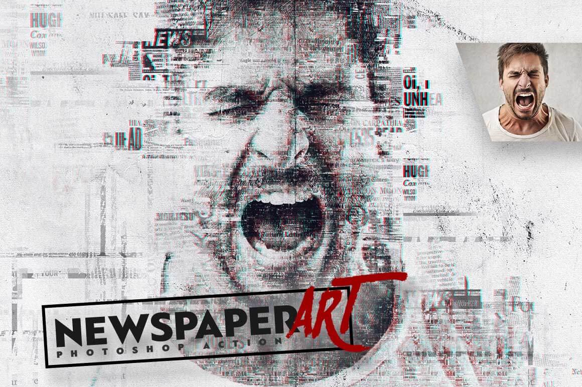 Newspaper Art Photoshop Action banner