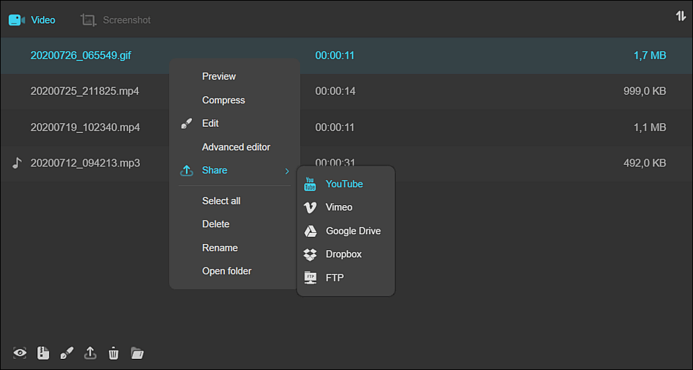 EaseUS share option to YouTube aswell