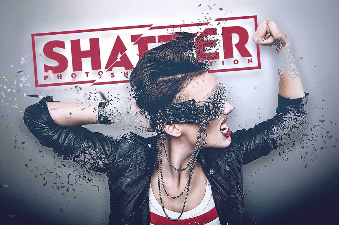Shatter Photoshop Action banner in photoshop artistic effects bundle