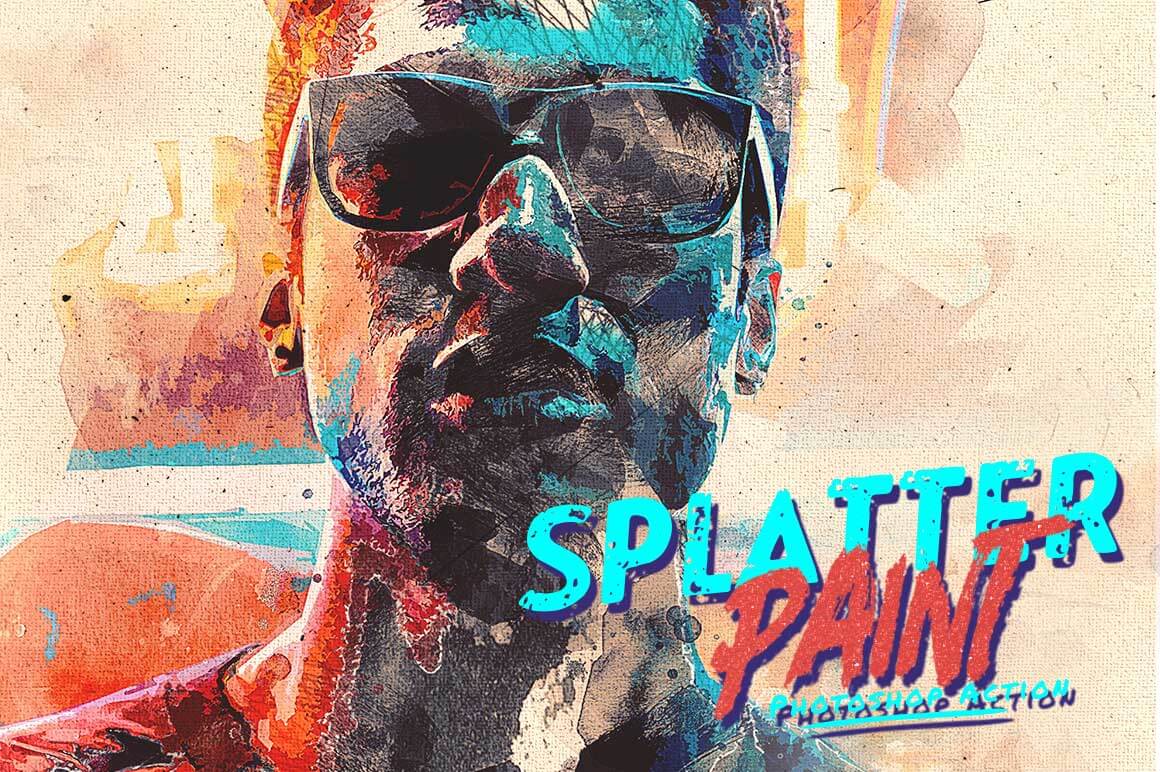 Splatter Paint Photoshop Action banner in photoshop artistic effects bundle