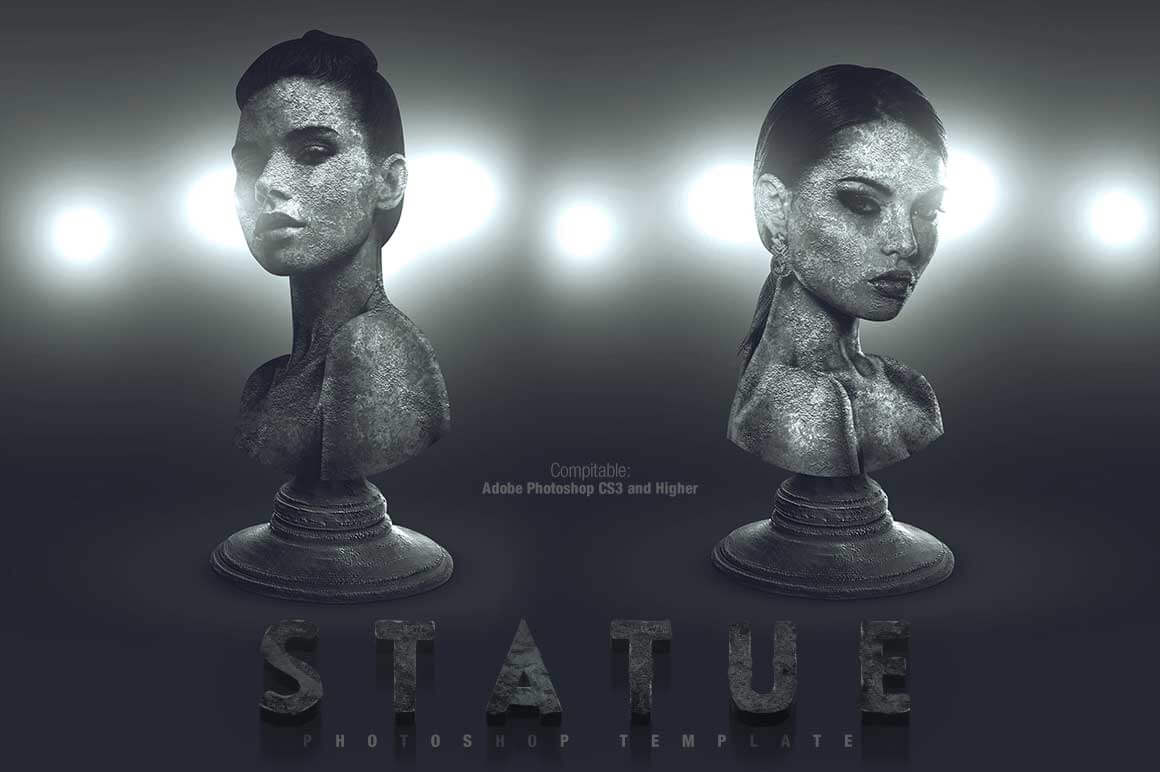 Statue Photoshop Template banner in photoshop artistic effects bundle