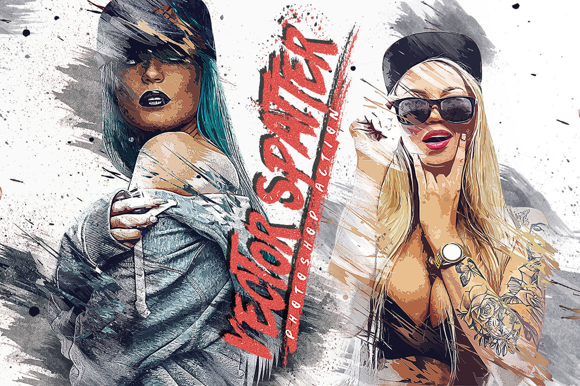 Vector Spatter Photoshop Action Banner