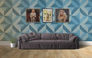 Free WallFrames Mockups with blue background