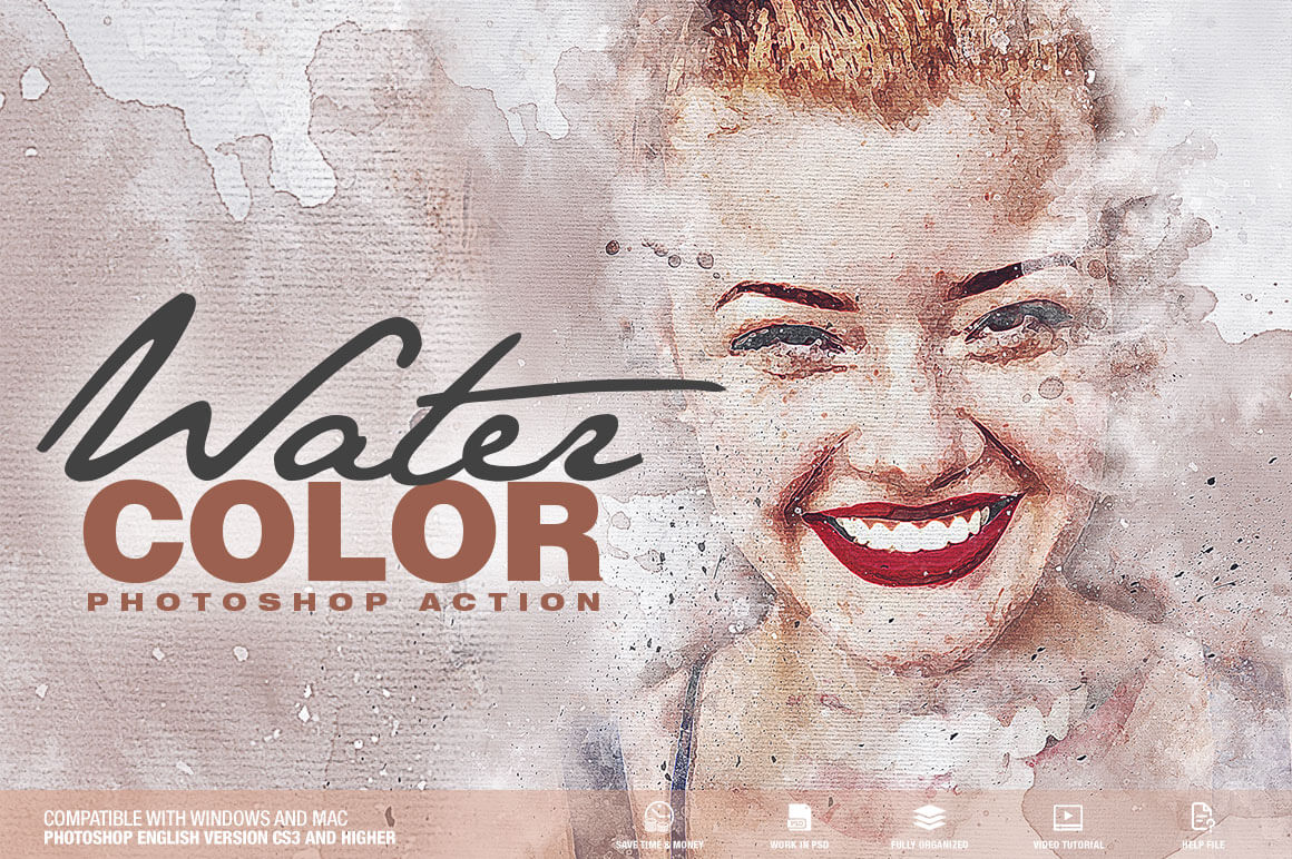 Watercolor Photoshop Action Banner