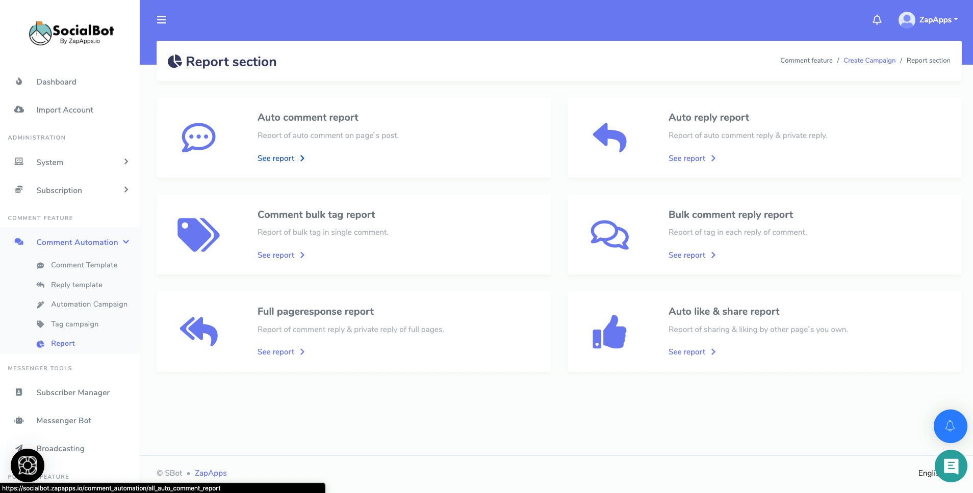 SocialBot: report section