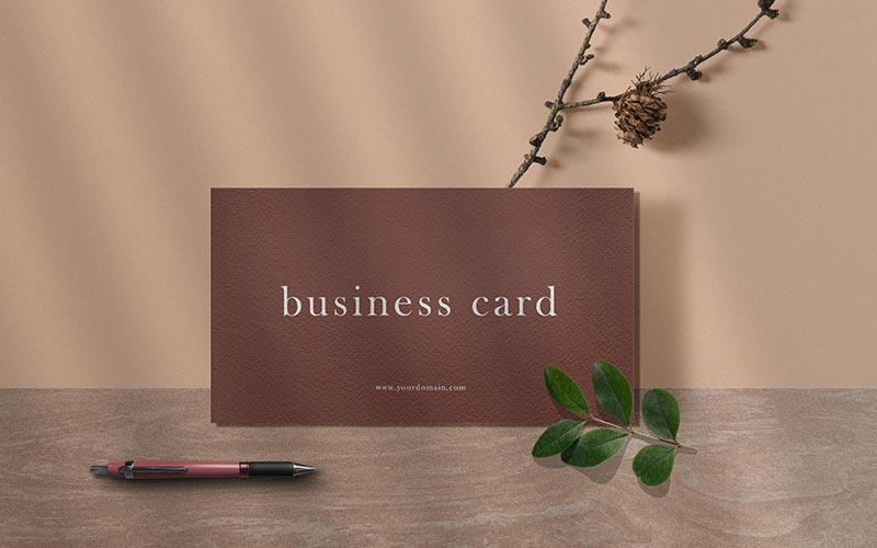 Dark brown Elegant business card mockup, business card mockup free free card mockups