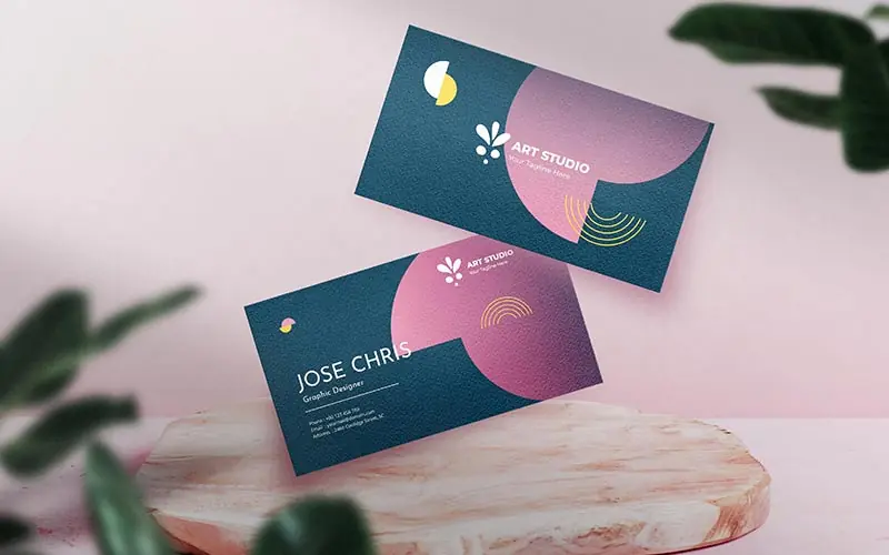 Geometrical semi circular design business card mockup