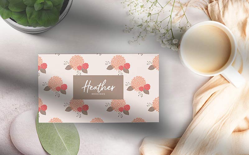 floral design business card mockup design