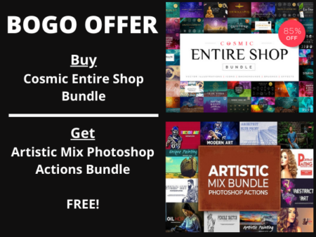 Feature image of BOGO – Cosmic Shop Bundle & FREE Artistic Mix PS Actions Bundle