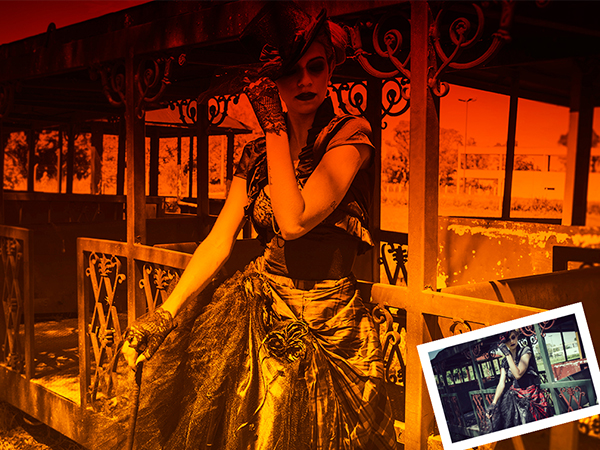 Duotone PS Action showcasing a woman wearing a hat