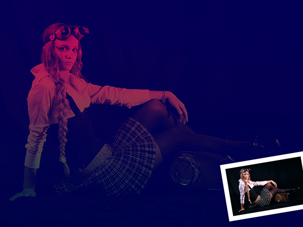 this images showcases a woman posing with her original picture