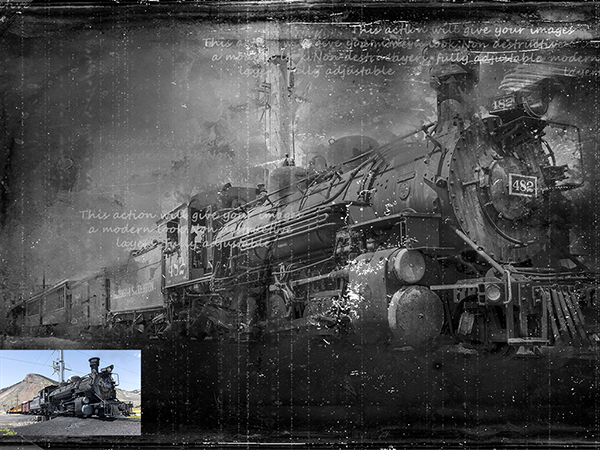 Old black and white photo effect showcasing an old train