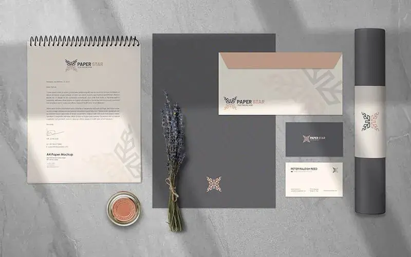 Stationery mockup set, including diary, envelop and business card