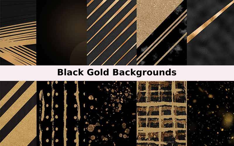 10 black gold backgrounds placed in a grid format