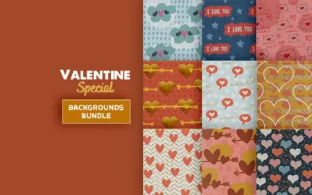 Collage of valentine's backgrounds in the valentine collection bundle