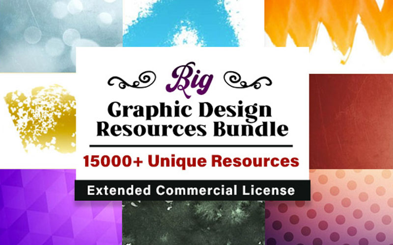 Collage of backgrounds for The Big Graphic Design Resources Bundle Of 15000+ Resources