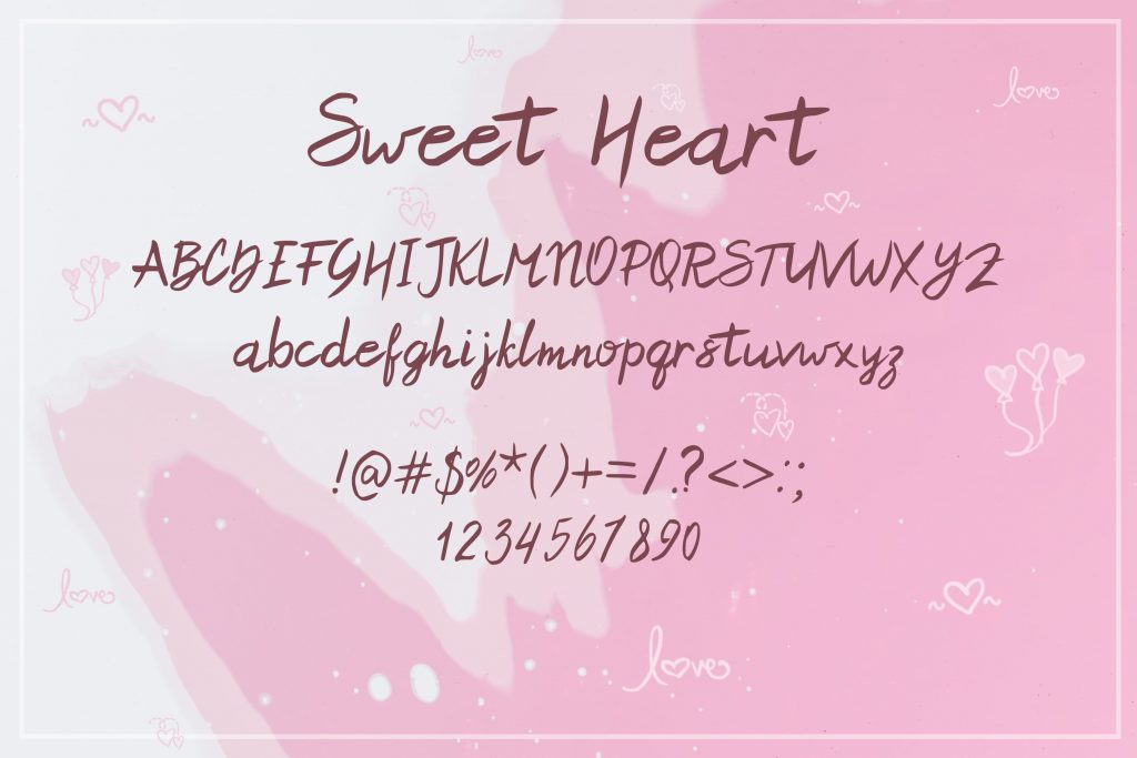 Sweet heart valentines day fonts