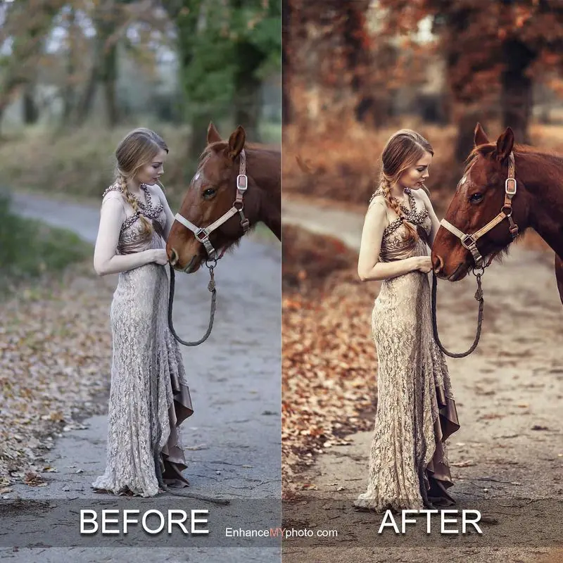 Image transformation using HDR Photoshop action.
