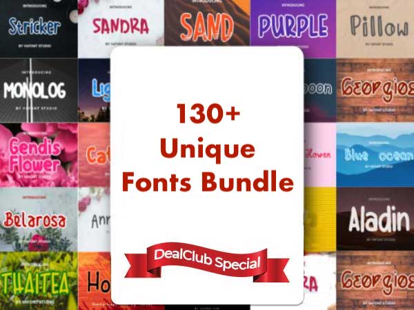 130+ Unique Fonts Bundle – Extended Commercial License | Lifetime Access