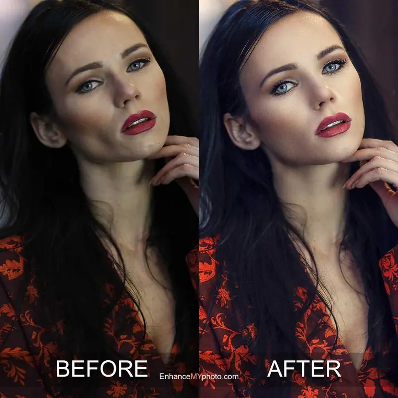 Portrait showing soft glow enhancement: before and after.