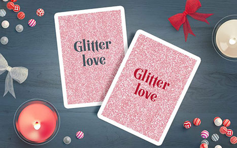 cards mockup - Pink Glitter Background