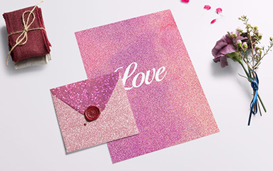 Pink Glitter Background mockup for envelope