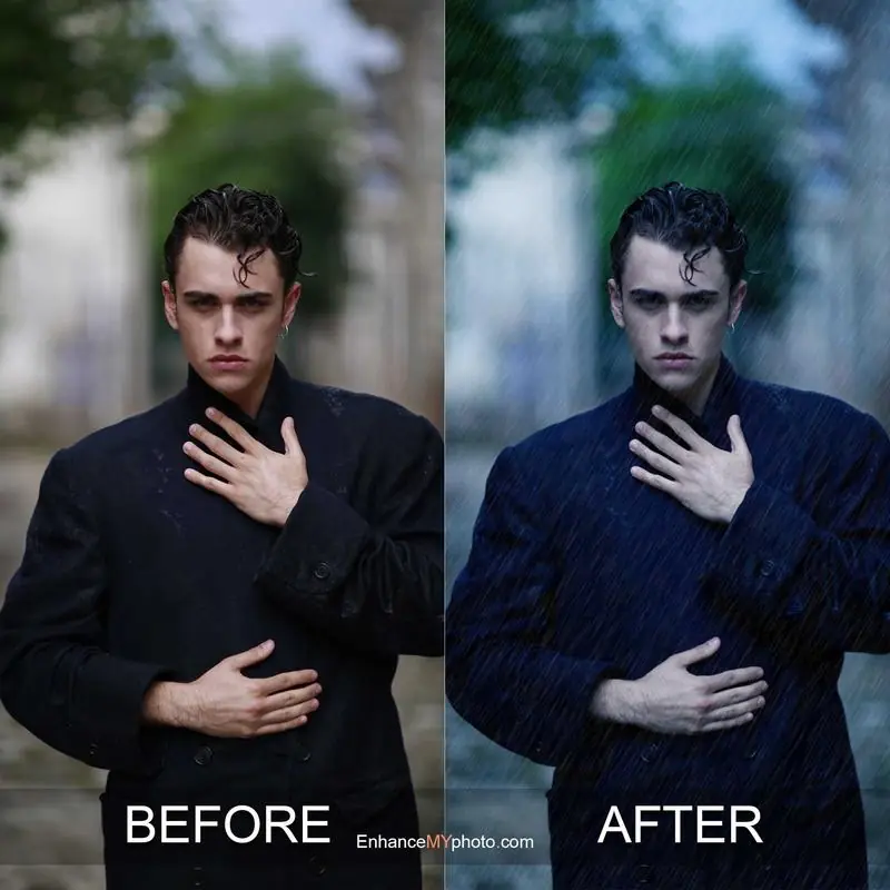 Applying sepia tone to an old photograph: before and after view.