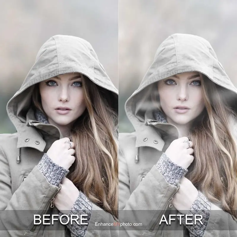 Visual difference between original and dramatically enhanced image. professional photo editing bundle