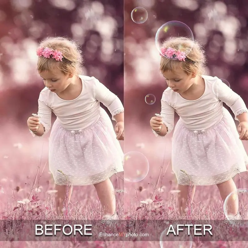 Image transformation using soft glow Photoshop action.