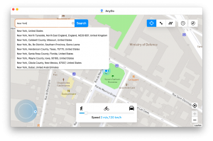 LOcation changer user interface of iToolab AnyGo location spoofer - best location spoofer
