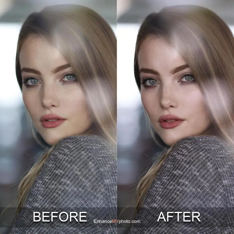 Soft glow effect applied to a portrait - before and after.