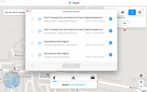 iToolab - gps spoofer iphone historical records checker UI