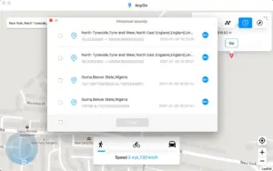 iToolab - gps spoofer iphone historical records checker UI