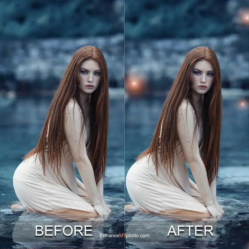Soft glow effect applied to a portrait - before and after.
