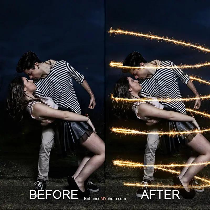 Visual difference between original and dramatically enhanced image.