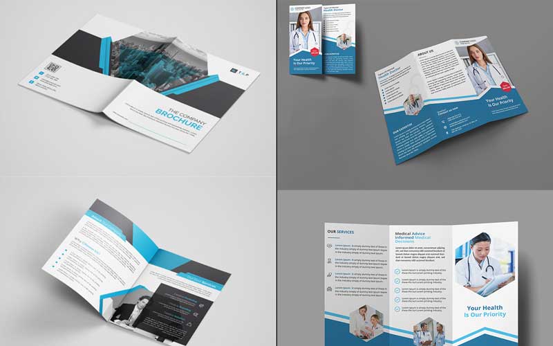 collage of medical brochure templates