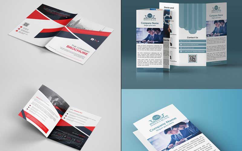 Collage of company brochure templates